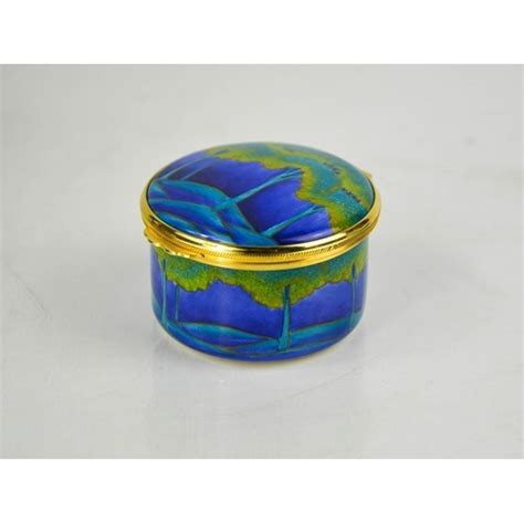 A Moorcroft Hand Painted Enamel Trinket Box In Original Presentation Box