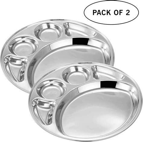 Amazon Pack Of Stainless Steel Round Compartment Dinner Plate