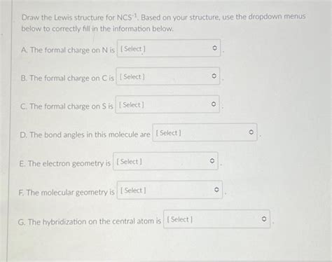 Solved Draw the Lewis structure for NCS-1. Based on your | Chegg.com