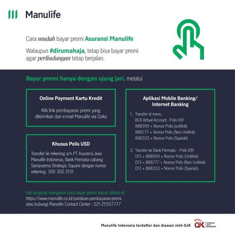 Cara Pembayaran Premi Asuransi Jiwa Manulife AsuransiJiwaManulife