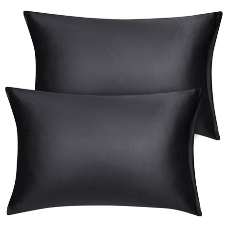 2 Pack Standard Silky Satin Pillowcases Zippered Pillow Cases Covers