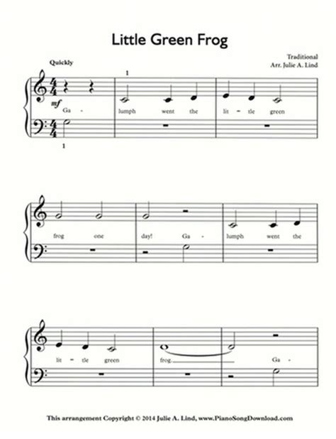 Little Green Frog Free Easy Piano Sheet Music With Lyrics