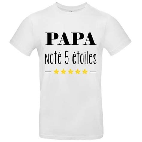 T Shirt Premium Manche Courte Enfant Blanc Papa Note Etoiles