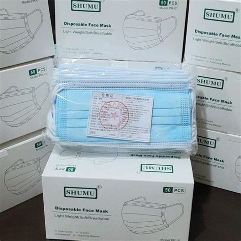 Jual MASKER Merk SHUMU Isi 50 Pcs MASKER 3 PLY MASKER PELINDUNG