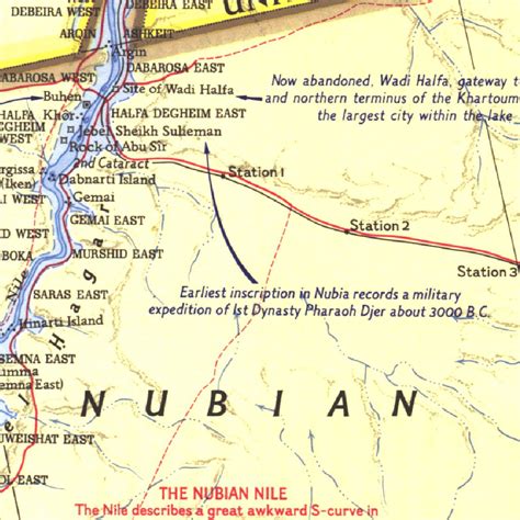 Nile Valley, Land Of The Pharaohs South 1965 map by National Geographic ...