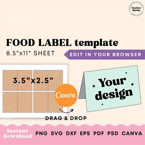 Food Label Template Canva, Food Label Card Buffet, Food Label Signs ...