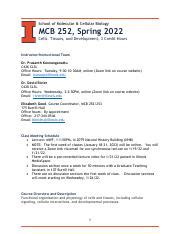 MCB 252 Syllabus Pdf School Of Molecular Cellular Biology MCB 252