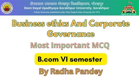 Business Ethics And Corporate Governance Most Important MCQ B VI