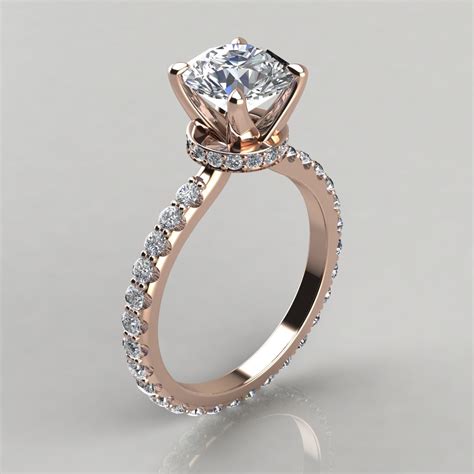 Round Cut Hidden Halo Moissanite Engagement Ring