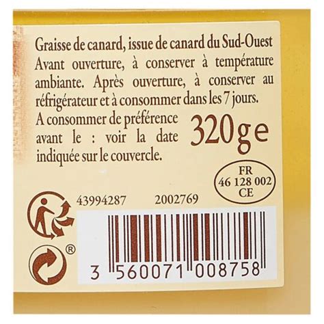 Graisse de canard Reflets de France le pot de 320g à Prix Carrefour