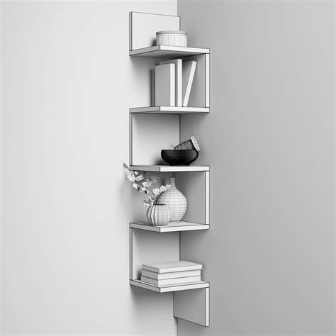 Corner Shelf With Decor 3d Model Cgtrader