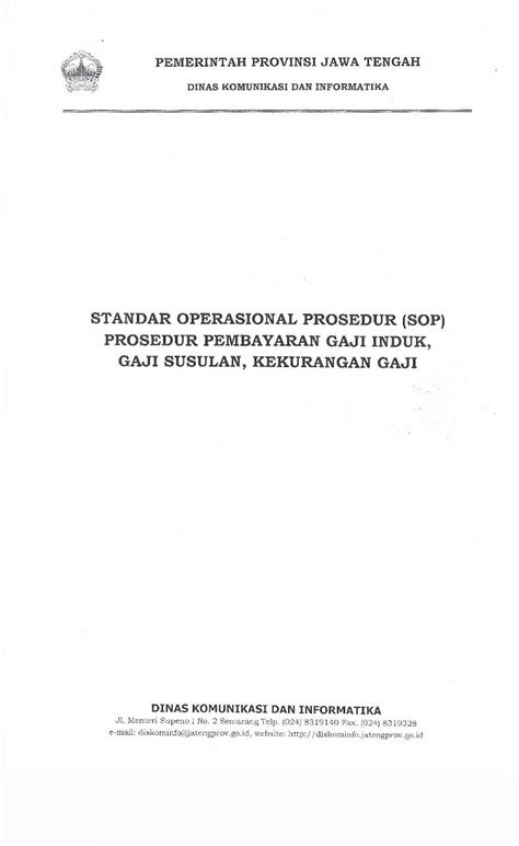 PDF STANDAR OPERASIONAL PROSEDUR SOP PROSEDUR PEMBA No 7 Tahun