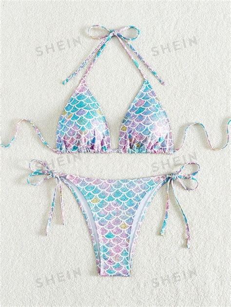 SHEIN Swim Conjunto de Maiô Bikini Tomara que Caia Triângulo e