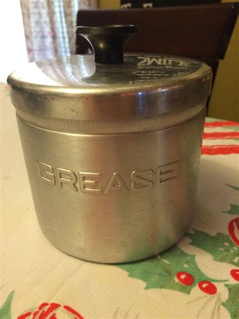 Vintage Aluminum Grease Can Etsy Vintage Decorative Jars