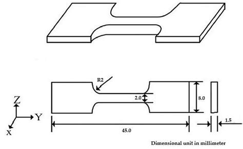 Dimensions Of The Tensile Specimens Mm Download Scientific Diagram