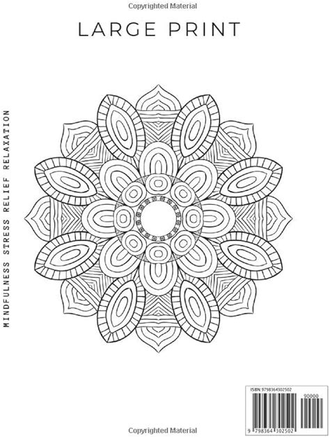 Mandala Adult Coloring Book Large Print Mindfulness Stress Relief And