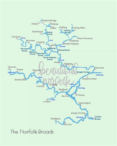 Map Of The Norfolk Broads Etsy