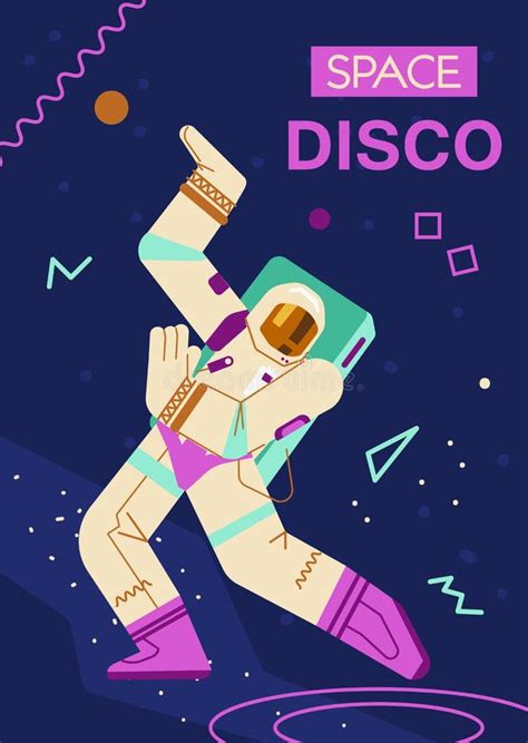 Space Disco Dance Party Banner Or Poster With Astronaut Vector