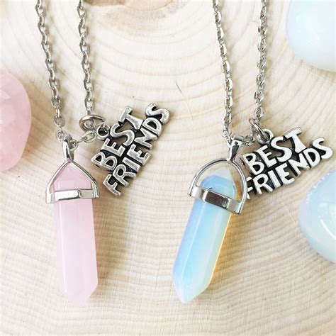 2 Crystal Best Friends Necklaces Pair Of Best Friend Etsy Uk