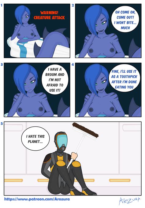 Rule 34 Alien Alien Girl Arozura Artist Blue Hair Boobs Breasts Broom Color Colored Dialog