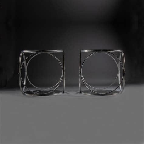 Proantic Paire De Gu Ridons Modernistes En Aluminium Et Verre Miroir