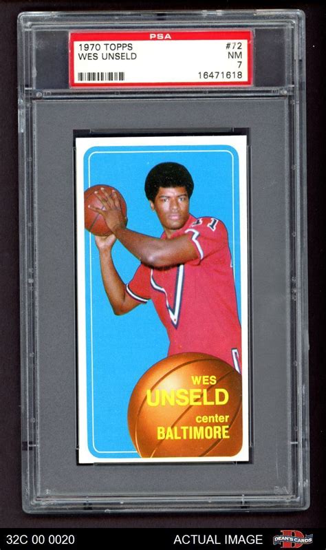 1970 Topps 72 Wes Unseld Bullets Wizards HOF Louisvil PSA 7 NM 32C