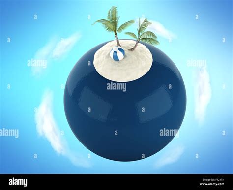 D Tropical Sand Beach With Palm Tree Stock Photo Alamy