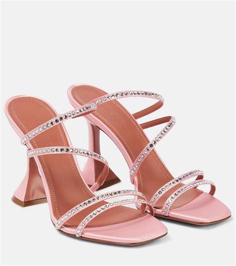 Amina Muaddi Naima Embellished Satin Sandals Amina Muaddi