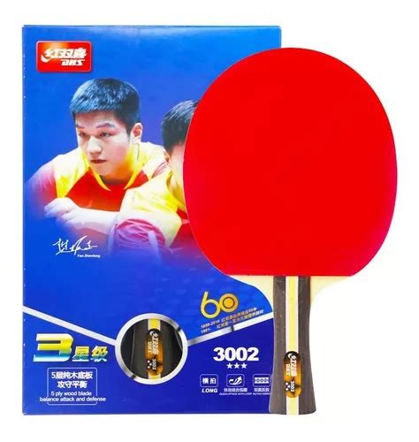 Raqueta de ping pong DHS RAQUETE CLÁSSICA T3002 roja y negra FL