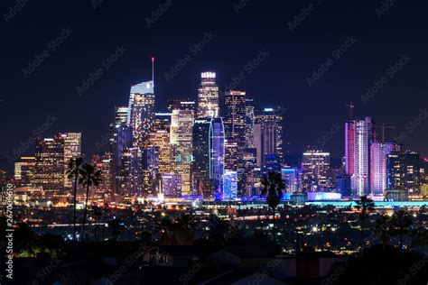 Photo And Art Print Downtown Los Angeles Skyline At Night Chones