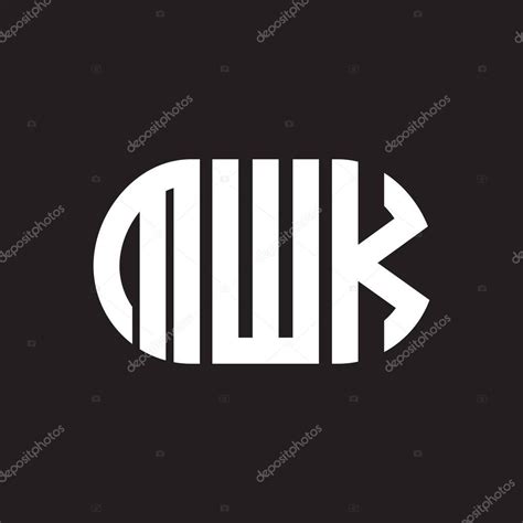 Diseño del logotipo de la letra MWK sobre fondo negro MWK iniciales