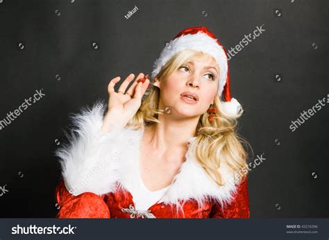 Sexy Beautiful Blond Girl Dressed Santa库存照片43216396 Shutterstock