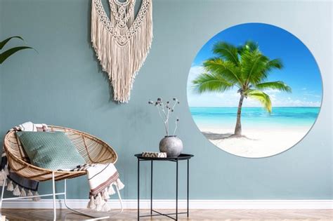 Wallcircle Behangcirkel Behangsticker Strand Zee Palmboom