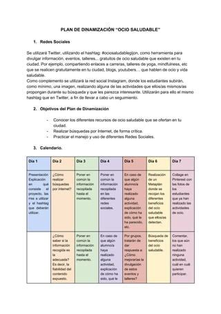 Plan de dinamización Ocio saludable PDF