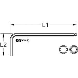 Clé mâle 6 pans à tête sphérique extra longue 7 mm KS Tools 151 3107