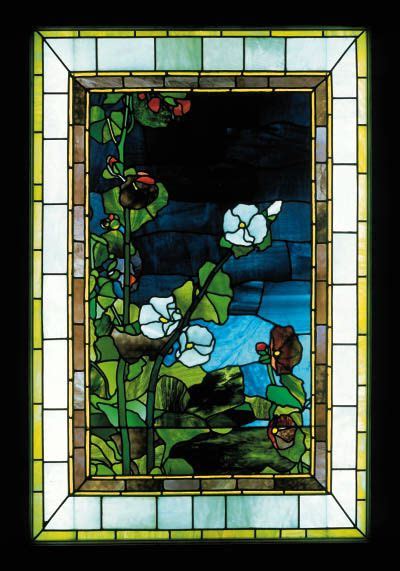 Hollyhocks John Lafarge 1881 Stained Glass Window 45 X 29 Private Collection Stained