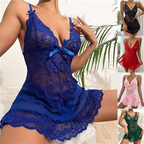Femmes Dentelle Lingerie Sexy Nuisette Chemise De Nuit String Sous