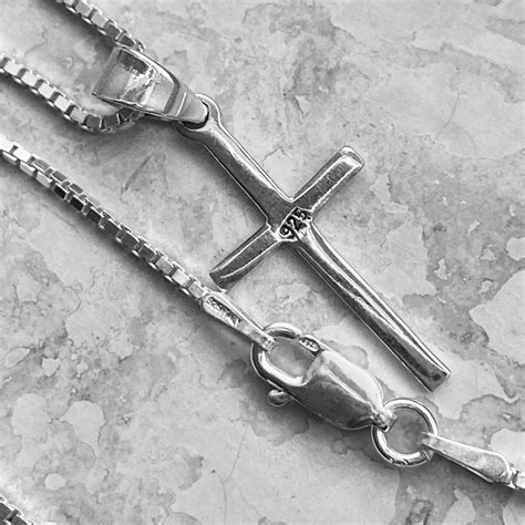 Sterling Silver Simple Cross Necklace Religious Necklace | Etsy