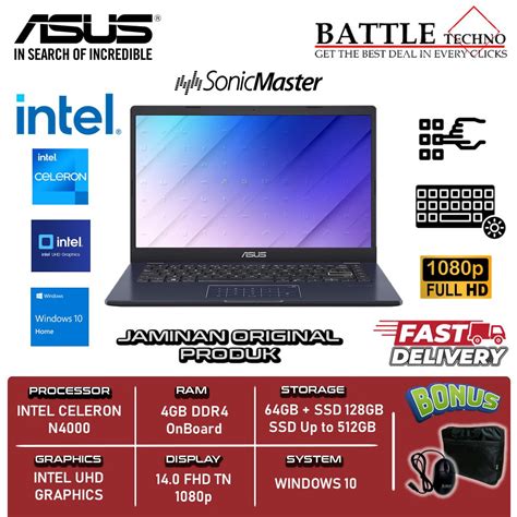 Jual Laptop Asus Vivobook L410ma Intel Celeron N4020 4gb 64gb512gb Ssd