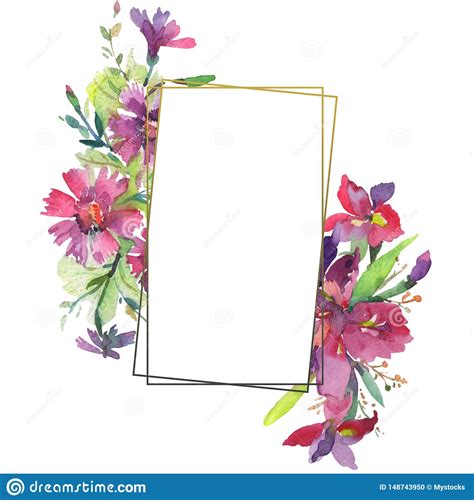 Bouquet Floral Botanical Flowers Watercolor Background Illustration Set Frame Border Ornament