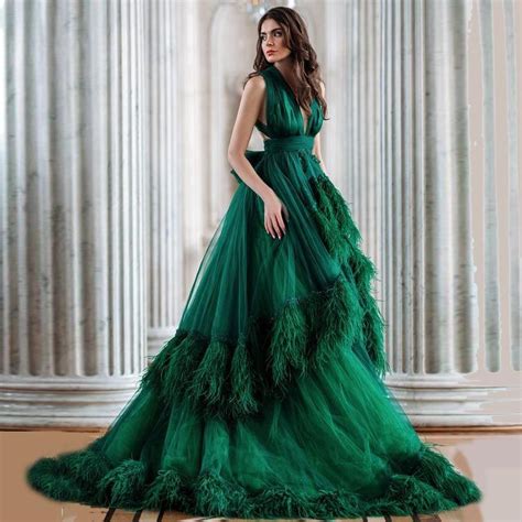 Green Feather Dress Atelier Yuwaciaojp