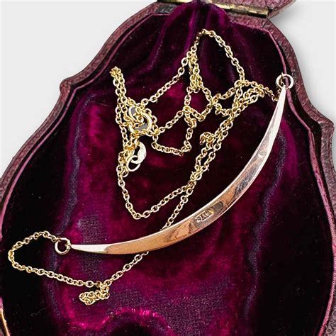 Victorian, 9ct gold pearl crescent moon necklace