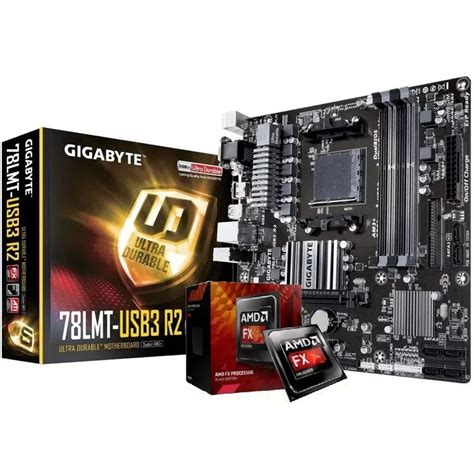 Kit Placa Mãe Gigabyte Ga 78lmt Usb3 R20 Ddr3 Matx Processador Amd Fx 6300 35ghz 6 Core