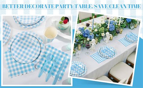 amazoncom natnarr  pcs gingham paper plates boy baby shower