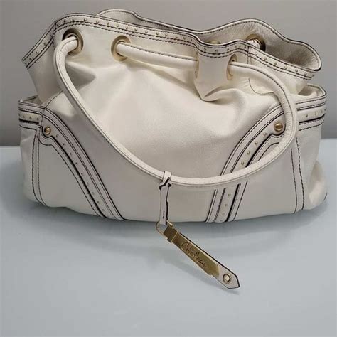 Cole Haan Bags Cole Haan Ivory Leather Cinched Totebag Gold