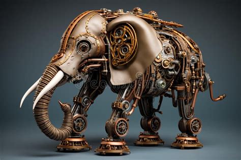 Enormous Steampunk Elephant Steam Generate Ai Stock Illustration