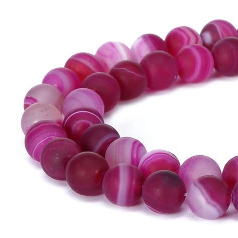 Fuchsia Stripe Agate Matte Round Beads 6mm 8mm 10mm 15 5 Etsy