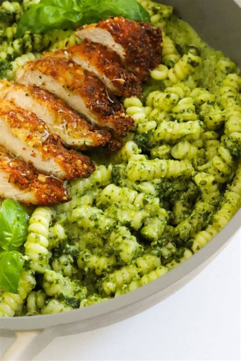 Pesto Pasta With Crispy Parmesan Chicken Moribyan