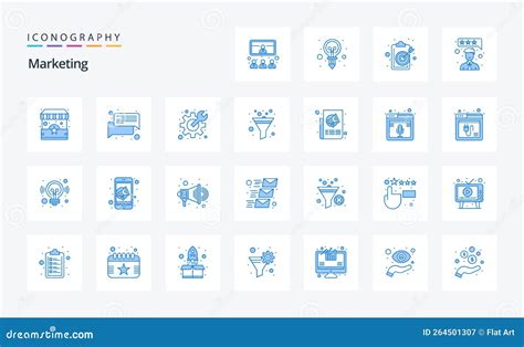 25 Marketing Blue Icon Pack Vector Icons Illustration Stock Vector