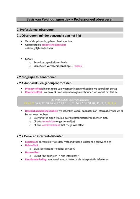 Basis Van Psychodiagnostiek Professioneel Observeren Professioneel